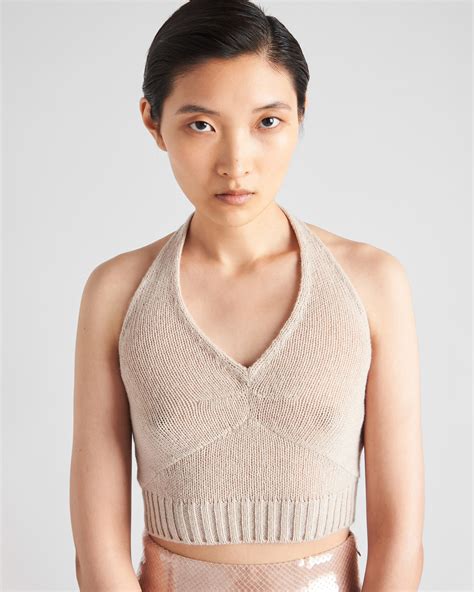 Desert Beige Sleeveless Wool And Cashmere Top